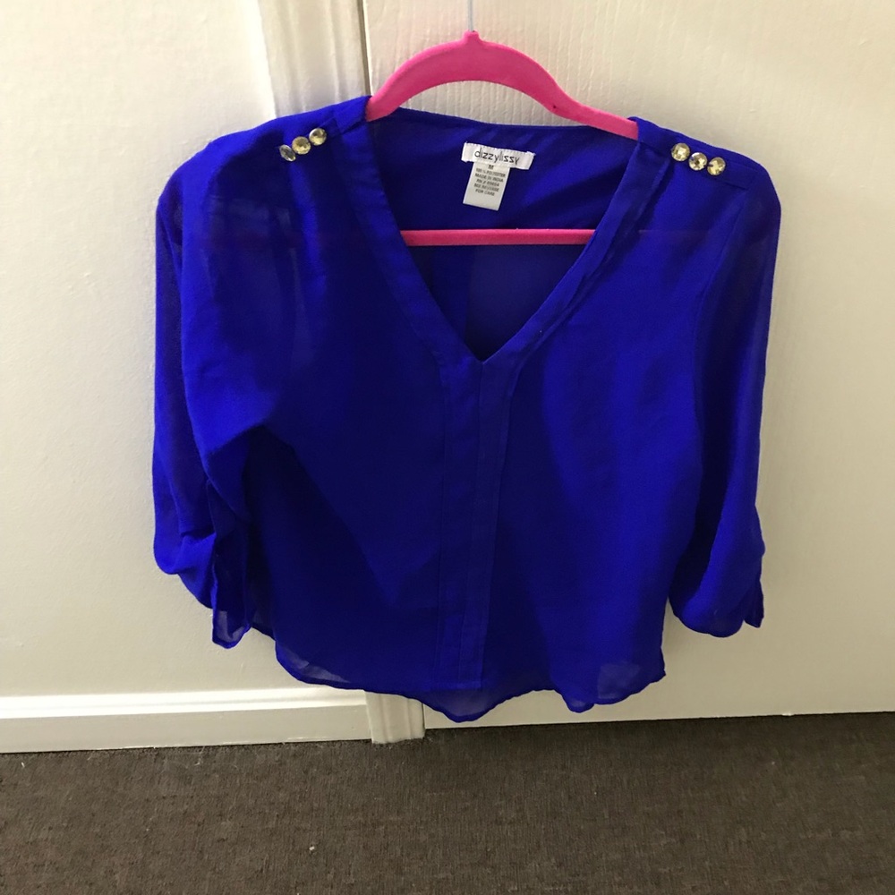 Royal blue 3/4 sleeve blouse